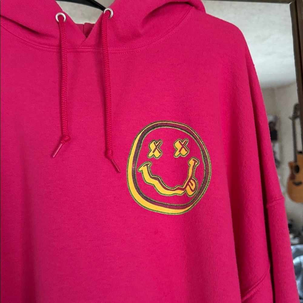 Nirvana Pink Smiley Face Hoodie - Picture 4 of 8